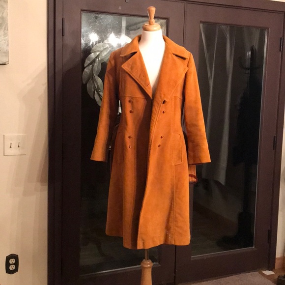 rust colored trench coat